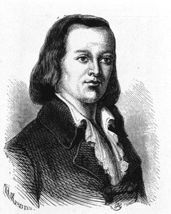 Portrét Clauda Chappeho (1765 - 1807), francouzského inženýra, který vyrobil první letecký telegraf - v „Album de la Science; věhlasní vědci; Velké objevy “”” 1896. od French School