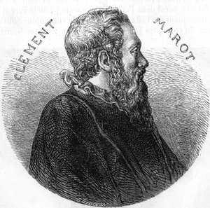 Portrét Clementa des Marets dit Marot (1496-1544), básníka. V ""Populární historie Francie"", nd. kolem 1885. Rytina. od French School