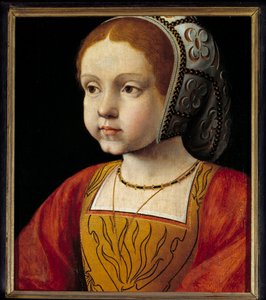 Portrét dítěte Eleonory Habsburské, portugalské a poté francouzské královny (1498-1558) Obraz Francouzské školy. Slunce 16. století. 0,3x0,23 m versailles, muzeum zámku od French School