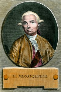 Portrét Etienna de Montgolfiera (1745 - 1799), vynálezce horkovzdušného balónu. Rytina 18. století. Soukromá sbírka. od French School
