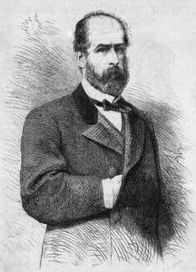 Portrét Federica Errazuriza Zanartu (1825-1877), prezidenta Chilské republiky. Rytina v „“ Le Monde Illustré““ č. 760 ze 4. listopadu od French School