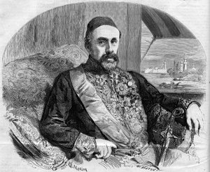Portrét Fouad (Fuad) Pasha (1815-1869), turecký politik a velvyslanec. Rytina od Morina v „“The Illustrous World”” č. 65 z 10. července od French School