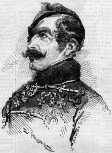 Portrét Franze von Schlicka (1789-1862), polního marechála, generálního velitele rakouské armády v Itálii během Risorgimenta v roce 1859. Rytina v „“ Le Monde Illustré““ č. 115 z 25. června od French School