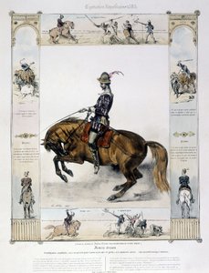 Portrét Frédérica Grisona v knize "Malebné dějiny starověké a moderní jízdy" od Charlese Aubryho od French School