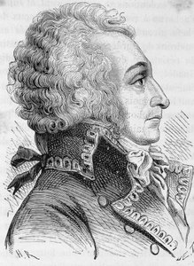 Portrét generála Alexandra vikomta de Beauharnais (1760-1794), obviněného z toho, že v roce 1793 špatně bránil Mohuč, byl gilotinou - v „L