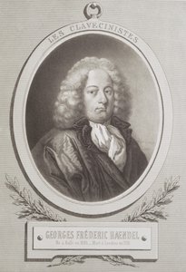 Portrét George Fredericka Händela (1685-1759) frontispice hudební partitury od French School