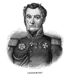 Portrét Jeana Francoise Jacqueminota, vikomta ze Hamu (1787-1865), francouzského generála a politika. Rytina v „Les Illustrations De L