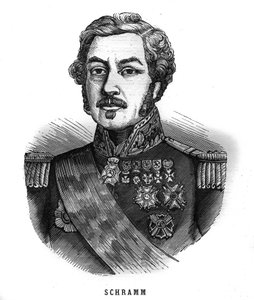 Portrét Jean Paul Adam Schramm (1789-1884) francouzský generál. Rytina v „Les Illustrations De L