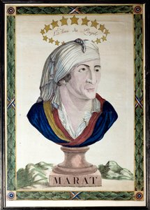 Portrét Jeana Paula Marata, francouzského lékaře, novináře a politika (1743-1793), přítele lidu. Lept silnou vodou a dlátem 18. století. Paříž, Musee Carnavalet. od French School