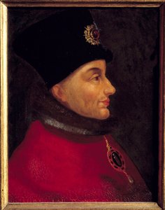 Portrét Jeana Sans peura, vévody burgundského (1371-1419) Obraz francouzské školy. Slunce 16. století. 0,4x0,17m od French School