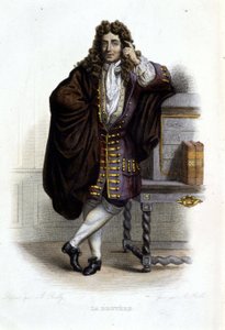 Portrét Jeana de La Bruyere, francouzského spisovatele a moralisty (1645-1696) v Ed. Mennechet, „Le Plutarque francais““ od French School