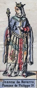 Portrét Jeanne Iere Navarrské (1273-1304), manželky francouzského Filipa IV. (Kapetovská dynastie). Ilustrace z konce 19. století. od French School