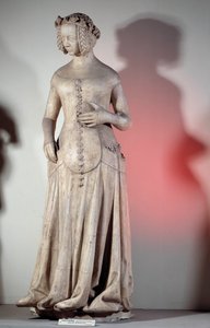 Portrét Jeanne de Boulogne, manželky vévody z Berry (1340-1416) Socha z roku 1385 z justičního paláce v Poitiers. Paříž, Muzeum památek anglicky od French School
