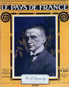 Portrét Kerenského, obálka francouzského časopisu Le Pays de France, 4. října 1917 od French School