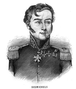 Portrét Louise Alexise Desmichelse, francouzského generála (1779-1845). Rytina v „Les Illustrations De L