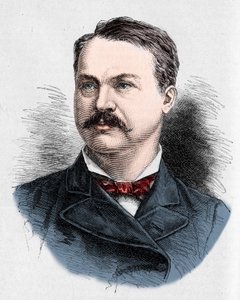 Portrét Louis Honore (Louis Honore) Frechette (1839-1908), kanadský básník a dramatik. Rytina Charlese Georgese v „“Le Monde Illustré““ č. 1328 z 9. září 1882. od French School