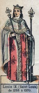 Portrét francouzského Ludvíka IX., známého jako Saint Louis (1214-1270) (dynastie Kapetovců). Ilustrace z konce 19. století. od French School