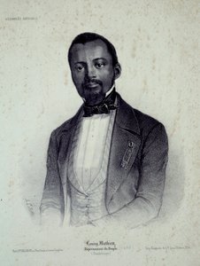 Portrét Louisy Mathieu (1817-1874), bývalého otroka a zástupce Guadeloupu Rytina Chartres z 19. století, Musee des Beaux Arts od French School