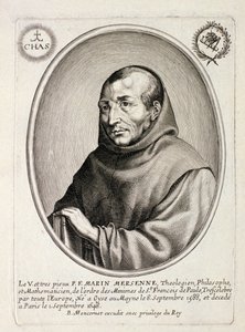 Portrét Marina Mersenna (1588-1648) vyrytý Balthazarem Moncornetem (asi 1600-68) od French School