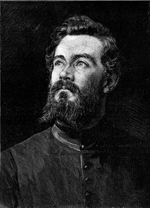 Portrét Michela Alexandra Debaize (Abbe Debaize) (1845-1879), francouzského kostelníka a cestovatele. Rytina v „“ Le Monde Illustré““ č. 1194 ze 14. února 1880. od French School