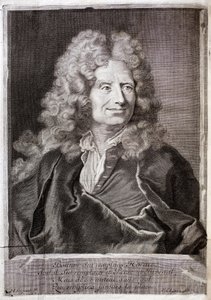 Portrét Nicolase Boileaua, známého také jako Boileau Despreaux (Boileau-Despreaux) (1636-1711), básník, spisovatel. Rytina k ilustraci Díla M. Boileaua Despreauxe, s historickými iluminacemi, svazek 1, edice Fabre et Barillot od French School