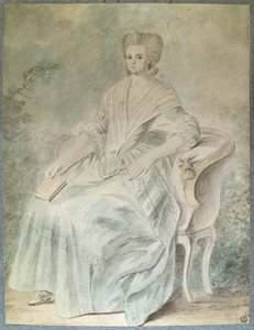 Portrét Olympe de Gouges (vdova Aubry také známá jako Marie Gouze) (Madame Aubry) (1748-1793), feministka, politička a žena s literaturou. Anonymní akvarel z 18. století. Ztlumit. 0,21 x 0,28 m. Paříž, muzeum Louvre od French School
