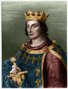 Portrét Filipa III. z Francie, známého jako Philippe le Hardi (1245-1285) (dynastie Kapetovců).- v „“ Histoire des Francais““ od Lavallee, rytina, sd. od French School