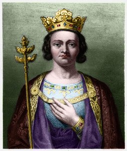 Portrét Filipa V. Dlouhého (1294 - 1322), krále Francie - v „“ Histoire des Francais““ od Lavallee, rytina, sd. od French School