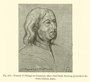 Portrét Philippe de Commines, podle kresby červenou křídou dochované v Městské knihovně, Arras (rytina) od French School