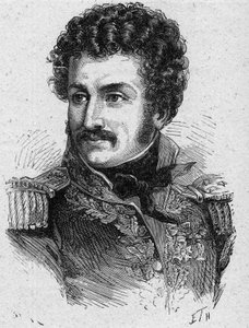 Portrét Pierre Yriex (Pierre Yrieix) Daumesnil (1776-1832), francouzský generál během prvního císařství a restaurování - rytina z roku 1889 - soukromá sbírka od French School