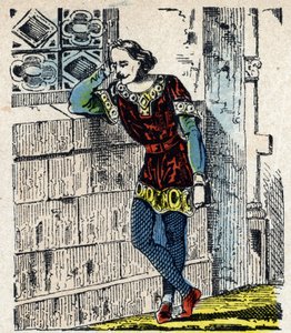 Portrét prince Charlese z Dolního Lotharingie (Karel I. Lotrinský) (953-991) přikládá Orleans v roce 991 (Karel, vévoda z Dolního Lotrinska uvězněn Hughem Capetem v Orleans, kde krátce poté zemřel, 991) Image of Epinal Soukromý 19. století od French School