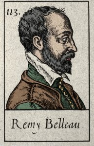 Portrét Remyho Belleaua (1528-1577), francouzského básníka, člena plejádského hnutí. Rytina z 19. století. od French School