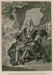 Portrét Samuela Bernarda, vyrytý Drevetem, po Hyacinthe Rigaud od French School