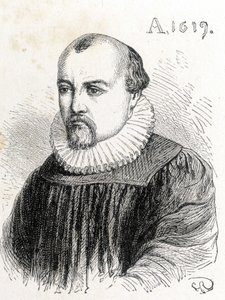 Portrét Solomona de Caus (1576-1624), francouzského fyzika - v „“ Album of Science; proslulí učenci; Velké objevy””” 1896. od French School