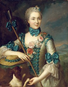 Portrét dámy, prý Madame Louise Suzanne Edmee Martel jako pastýřka od French School