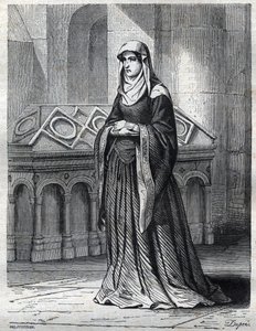 Portrét benediktinské jeptišky, která měla být milenkou a sestrou papeže Gregoire XII. a matkou Evžena IV. (Gabriele Condulmer 1383-1447). Rytí do „“ Historie papežů (...) Zločiny královny, krále a císařů v průběhu století od French School