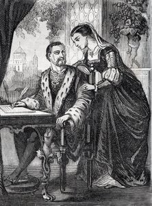 Portrét francouzského krále Henriho II. (1519-1559) a Diane de Poitiers (1499-1566)“ (Portrét francouzského krále Jindřicha II. a Diany z Poitiers) - rytina - od French School