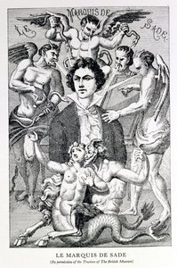 Portrét markýze de Sade obklopeného ďábly (rytina) od French School