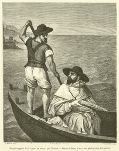Údajný portrét Cervantese ve člunu (rytina) od French School