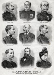 Portréty hlavních svědků aféry Dreyfuse Zoly v „Le Petit Journal“, 27. února od French School