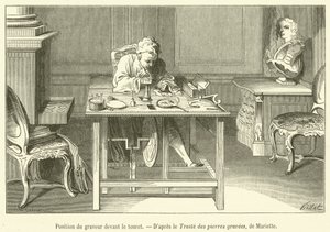 Poloha rytce před kotoučem (gravírování) od French School