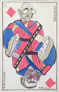 Pohlednicové karikatury Alfreda Dreyfuse (1859-1935) a Edouarda Drumonta (1814-1917), konec 19. od French School