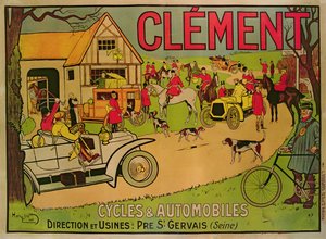 Plakátová reklama Jízdní kola a automobily Clement, Pre Saint-Gervais, 1906