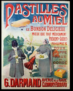 Plakátová reklama Pastilles au Miel, medové pastilky, výrobce G. Darmand