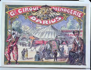 Plakát inzerující Grand Cirque Menagerie Darius, 1924 (wc na papíře)