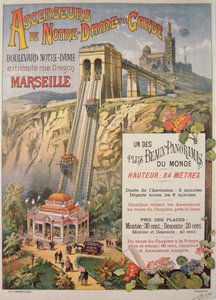 Plakát propagující výtah Notre-Dame de la Garde, Marseille, cca 1900