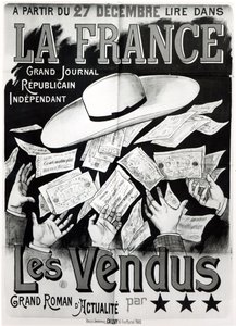 Plakát propagující román Les Vendus o Panamské aféře, asi 1892-95.