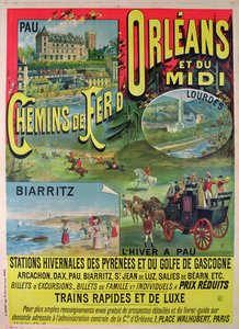 Plakát inzerující železnice Orleans a Midi, Francie