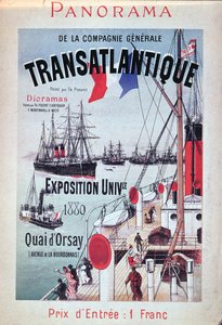 Plakát propagující stánek Compagnie Generale Transatlantique na Světové výstavě v roce 1889