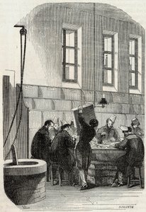 Příspěvky: Třídění dopisů pro ministerstva a zahraničí - rytina v „Tableau-de-Paris“ od Edmonda Texiera 1852 od French School